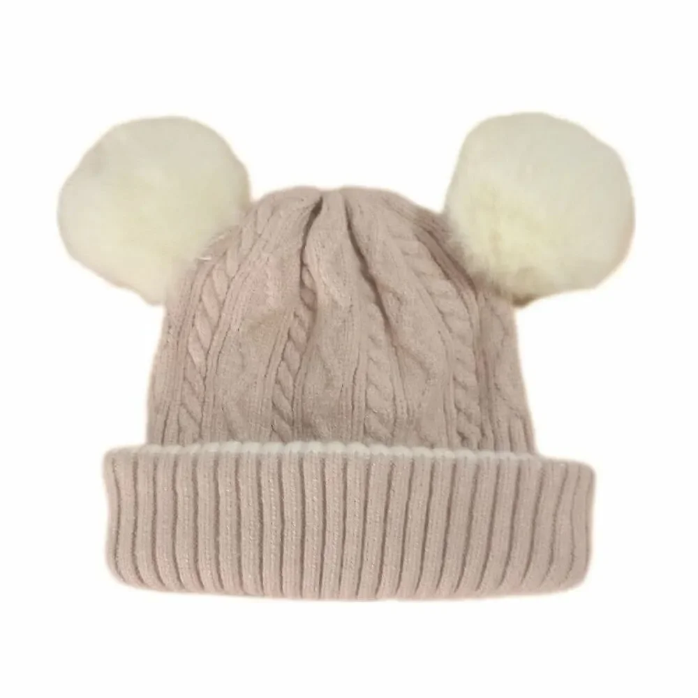 First Steps Pink Knit Winter Hat sz 12-24M Girls Pom Pom Winter Outerwear